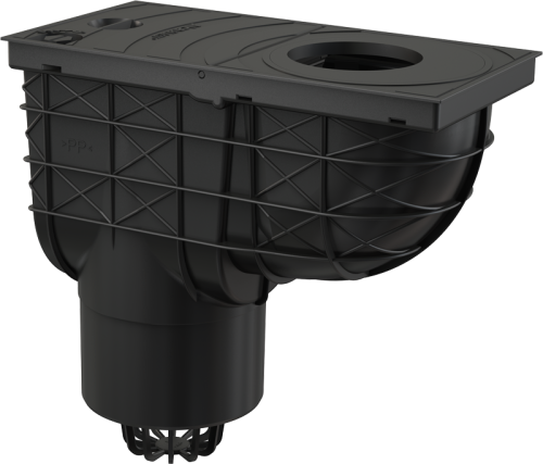 Ливнеотвод 300х155/125 мм сток прямой черный ALCAPLAST AGV2