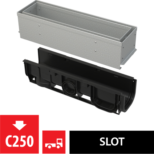 Щелевой дренажный канал с асимметричной сервисной надставкой 100 мм оцинкованная сталь ALCAPLAST AVZ101S-R121R