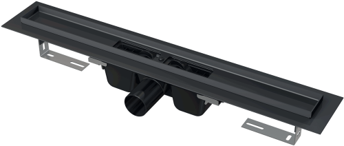 Водоотводящий желоб с порогами и гидрозатвором нержавейка ALCAPLAST APZ1BLACK-1150 горизонтальный выпуск DN50