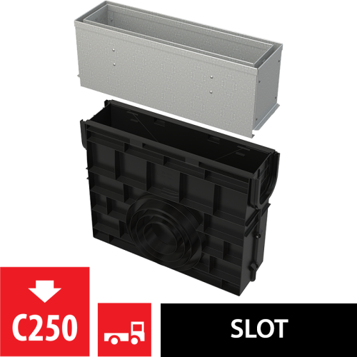 Пескоуловитель для дренажного канала с щелевой асимметричной сервисной надставкой 160 мм оцинкованная сталь ALCAPLAST AVZ101R-R122R