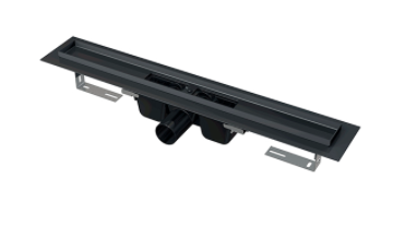 Водоотводящий желоб с порогами и гидрозатвором нержавейка ALCAPLAST APZ1BLACK-950 горизонтальный выпуск DN50