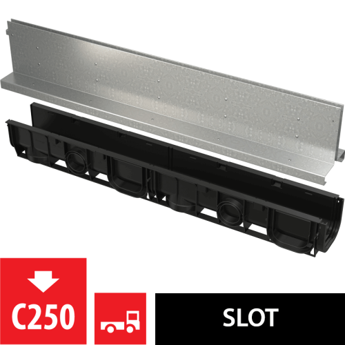 Щелевой дренажный канал с симметричной надставкой 160 мм оцинкованная сталь ALCAPLAST AVZ101-R124