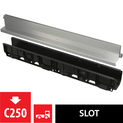 Щелевой дренажный канал с симметричной надставкой 100 мм оцинкованная сталь ALCAPLAST AVZ101-R123