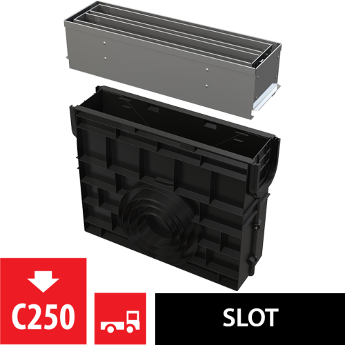 Пескоуловитель для дренажного канала с щелевой симметричной сервисной надставкой 100 мм ALCAPLAST AVZ101R-R323R