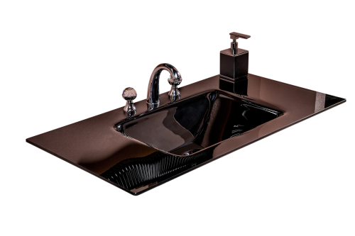 Раковина-столешница стекло 100 см Armadi Art моноблок BLACK 852-100-B