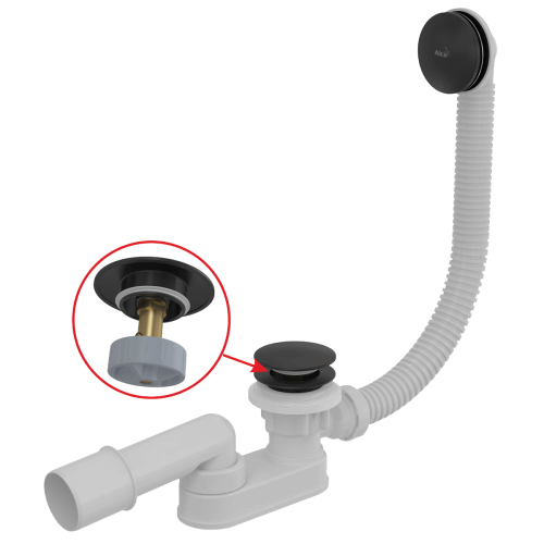 Сифон для ванны Click Clack черный матовый AlcaPlast A507BLACK-120