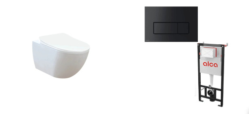 Комплект CREAVIT FREE Унитаз подвесной FE320.00100 + Сиденье CREAVIT AMASRA ULTIMA KC3131.00 + Инсталляция AlcaPlast AM101/1120-4:1 UA M578-0001