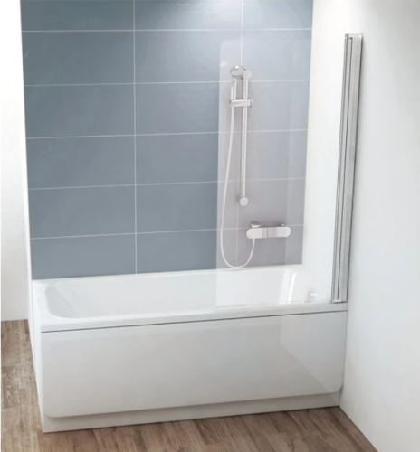 Перегородка (шторка, ширма) на борт ванны  поворотная Ravak CVS1 80 правая белый профиль прозрачное стекло 7QR40100Z1