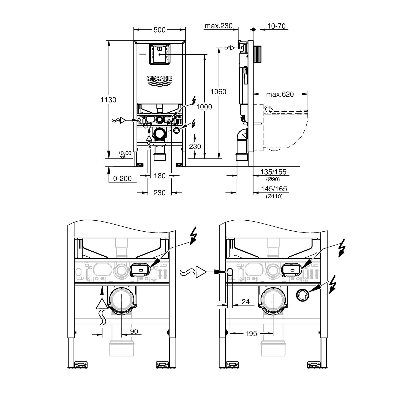 Унитаз инсталляция размеры. Инсталляция унитаз чертеж Grohe. Система инсталляции для подвес унитаза Grohe Rapid. Ширина инсталляции для унитаза Grohe. Схема инсталляции Грое для унитаза.