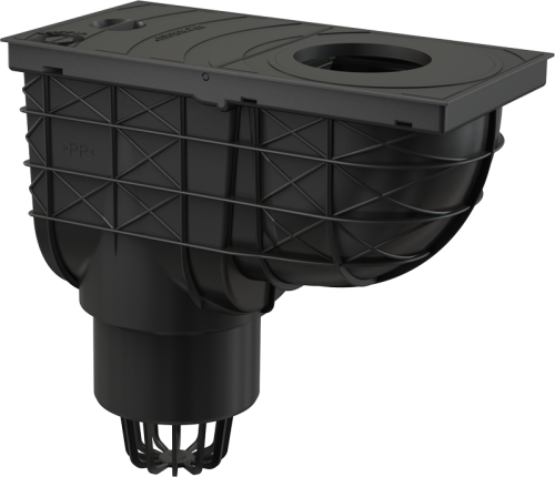 Ливнеотвод 300х155/110 мм сток прямой черный ALCAPLAST AGV1