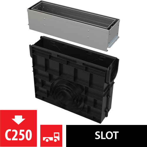 Пескоуловитель для дренажного канала с щелевой асимметричной сервисной надставкой 100 мм ALCAPLAST AVZ101R-R321R