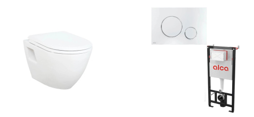 Комплект CREAVIT Унитаз подвесной TP325.00100 + Сиденье CREAVIT AMASRA ULTIMA KC3131.00 + Инсталляция AlcaPlast AM101/1120-4:1 RU M671-0001