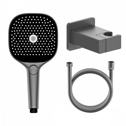 Комплект с лейкой Raglo R476.41.09 для душа душевая лейка 3 режима, шланг 1,5м, держатель лейки латунь, графит