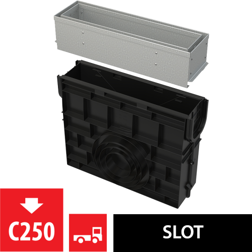 Пескоуловитель для дренажного канала с щелевой асимметричной сервисной надставкой 100 мм оцинкованная сталь ALCAPLAST AVZ101R-R121R