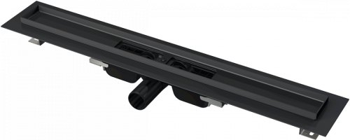 Водоотводящий желоб с порогами и гидрозатвором нержавейка ALCAPLAST APZ101BLACK-750 горизонтальный выпуск DN40