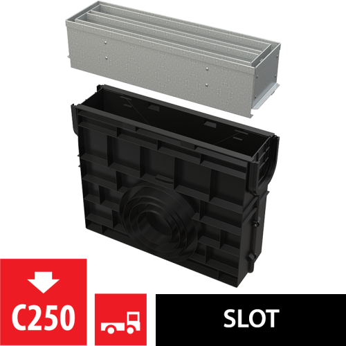 Пескоуловитель для дренажного канала с щелевой симметричной сервисной надставкой 100 мм оцинкованная сталь ALCAPLAST AVZ101R-R123R