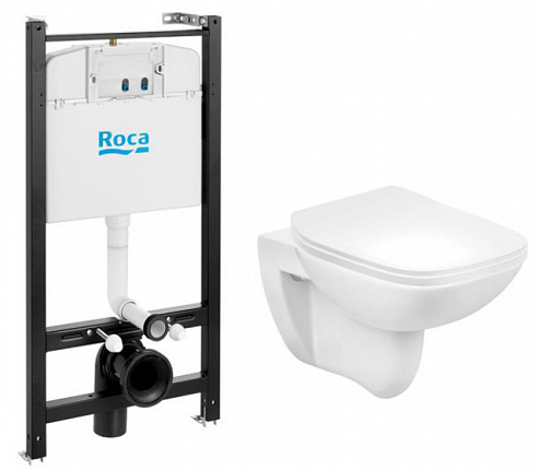 Комплект инсталляция с подвесным унитазом Roca Debba Pack 7893104970 с сиденьем микролифт