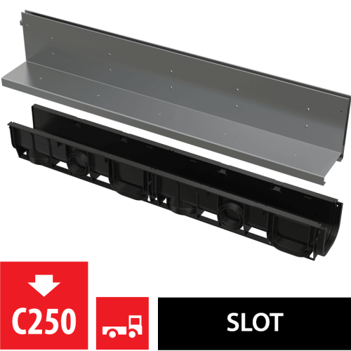 Щелевой дренажный канал с асимметричной надставкой 160 мм нержавеющая сталь ALCAPLAST AVZ101-R322