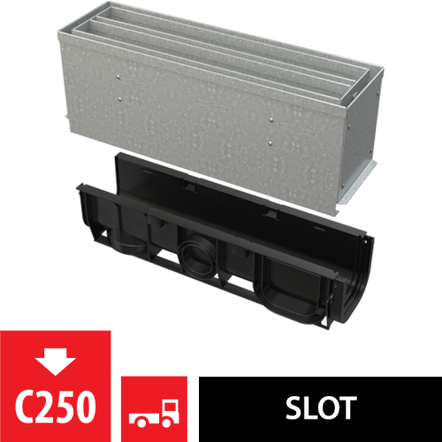 Щелевой дренажный канал с симметричной сервисной надставкой 160 мм оцинкованная сталь ALCAPLAST AVZ101S-R124R