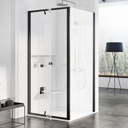 Душевая стенка 80х190 RAVAK PPS-80 профиль черный стекло прозрачное