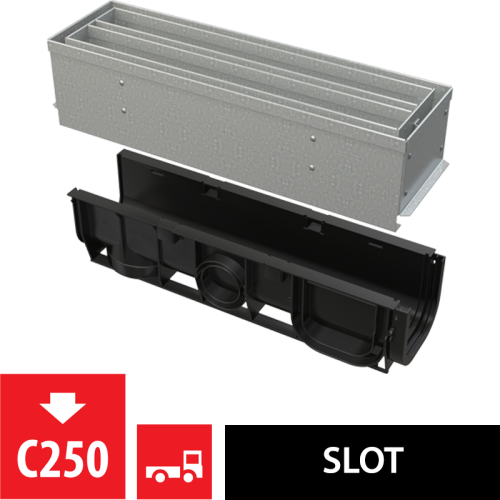 Щелевой дренажный канал с симметричной сервисной надставкой 100 мм оцинкованная сталь ALCAPLAST AVZ101S-R123R