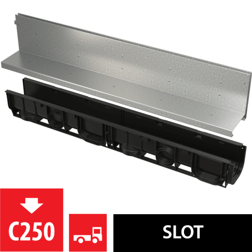 Щелевой дренажный канал с асимметричной надставкой 160 мм оцинкованная сталь ALCAPLAST AVZ101-R122