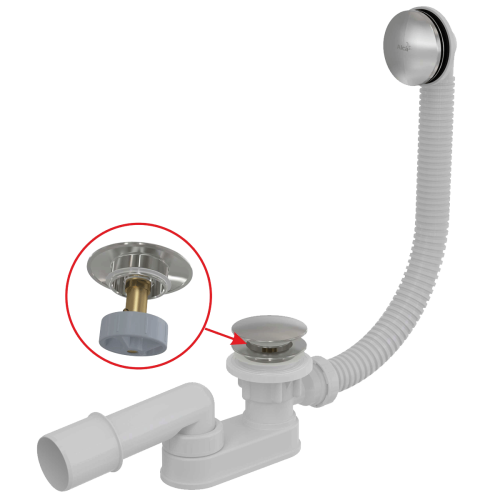 Сифон для ванны Click Clack металл AlcaPlast A507CKM