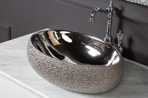 Раковина Armadi Art ОВАЛ 48х34х15 см Серебро