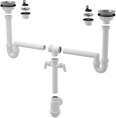 Сифон для двойной мойки AlcaPlast А8000