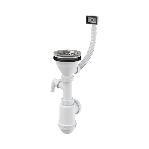 Сифон для мойки с нержавеющей peшeткой Ø115 гофропереливом и подводкой A447P-DN50/40