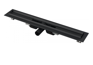 Водоотводящий желоб с порогами и гидрозатвором нержавейка ALCAPLAST APZ1BLACK-850 горизонтальный выпуск DN50