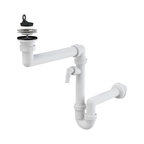 Сифон для мойки экономящий пространство с подводкой A870P-DN40