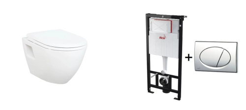 Комплект CREAVIT Унитаз подвесной TP325.00100 + Сиденье CREAVIT AMASRA ULTIMA KC3131.00 + Инсталляция 3 в 1 Alcaplast AM101/1120+M71 с кнопкой хром глянец