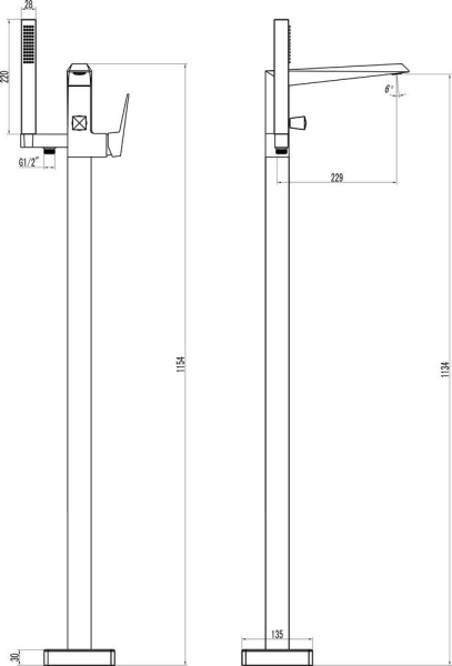 Смеситель напольный Ravak  99.4 22.9 интернет магазин сантехники BATHPOINT