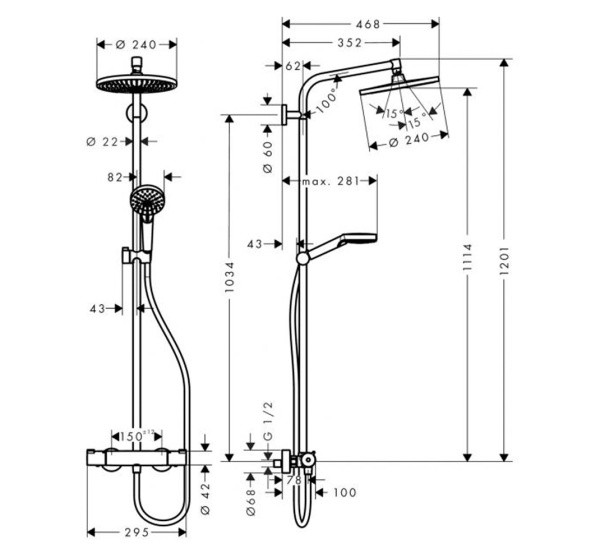 Душевая система со смесителем Hansgrohe Crometta S 27267000 интернет магазин сантехники BATHPOINT