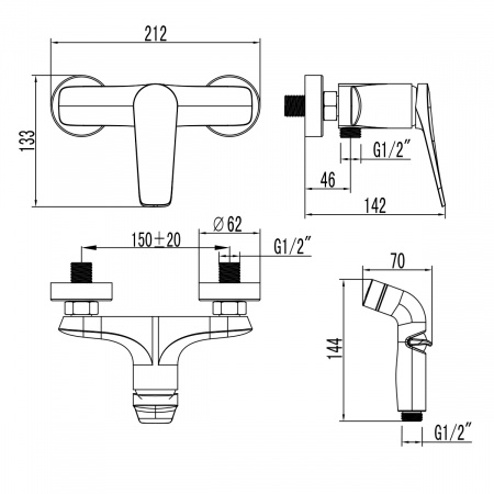 Смеситель Lemark Bronx LM3718BL с гигиеническим душем интернет магазин сантехники BATHPOINT