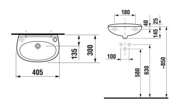 Раковина подвесная Jika Lyra 300 405 интернет магазин сантехники BATHPOINT