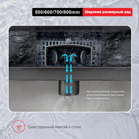 Душевой трап Raglo R650.70.09 700мм, нержавеющая сталь, графит интернет магазин сантехники BATHPOINT