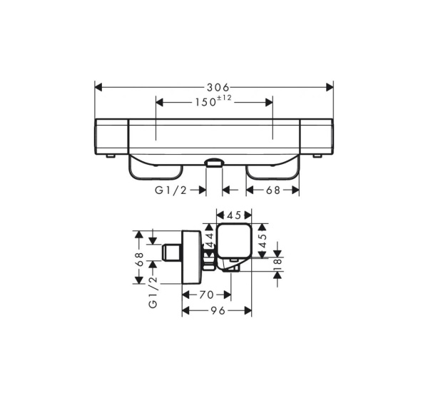 Смеситель термостатический для душа Hansgrohe Ecostat E 15773000 интернет магазин сантехники BATHPOINT