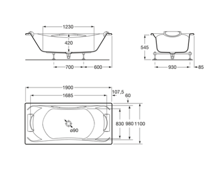 Ванна Roca BeCool 190х110 247989001 интернет магазин сантехники BATHPOINT