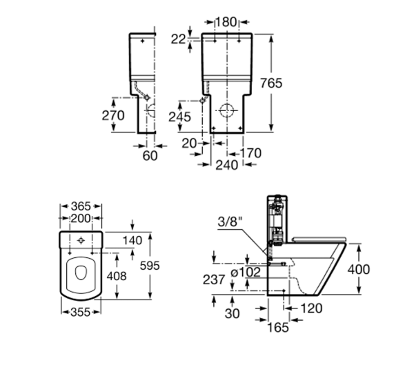 Бачок Roca Hall 140 365 интернет магазин сантехники BATHPOINT