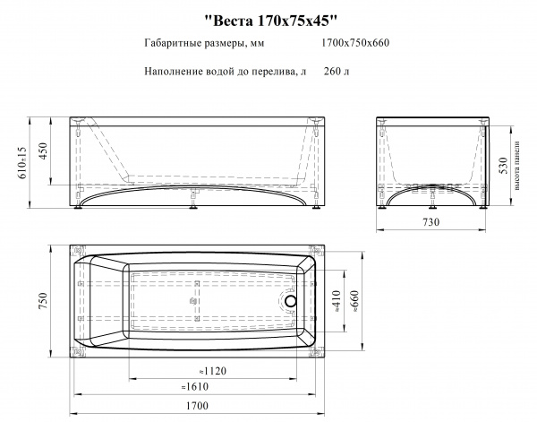  RADOMIR Vannesa 170 75 интернет магазин сантехники BATHPOINT