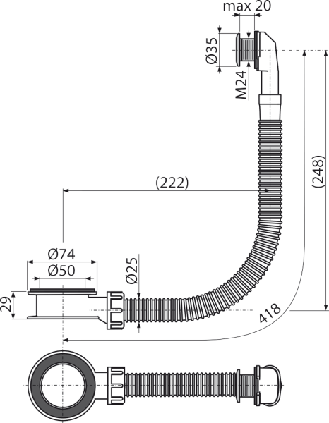 Слив-перелив Alcaplast  41.8  интернет магазин сантехники BATHPOINT