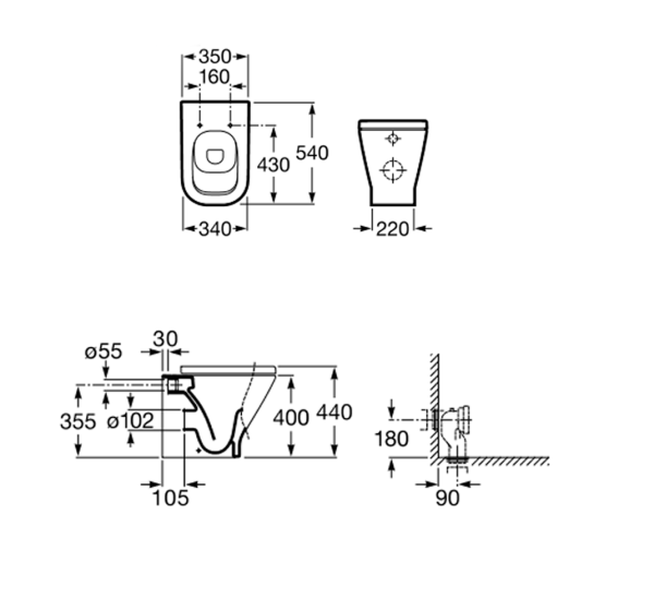 Чаша Roca The Gap 54 35 интернет магазин сантехники BATHPOINT