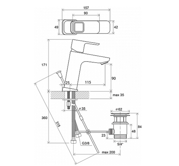 Смеситель для умывальника Ravak 10° 16  интернет магазин сантехники BATHPOINT