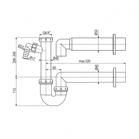 Сифон для раковины AlcaPlast A81-DN50 интернет магазин сантехники BATHPOINT