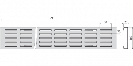 Решетка для дренажного желоба 100 мм оцинкованная сталь ALCAPLAST ADZ-R121 интернет магазин сантехники BATHPOINT