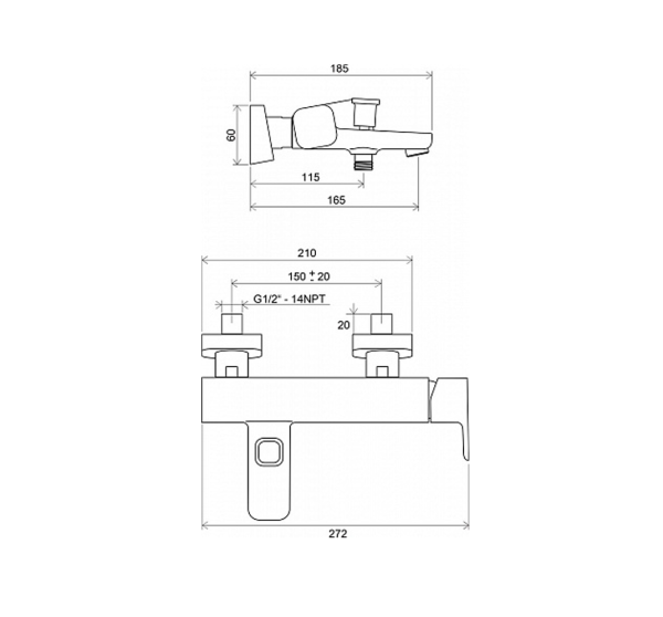 Смеситель для ванны Ravak 10° 19 27 интернет магазин сантехники BATHPOINT