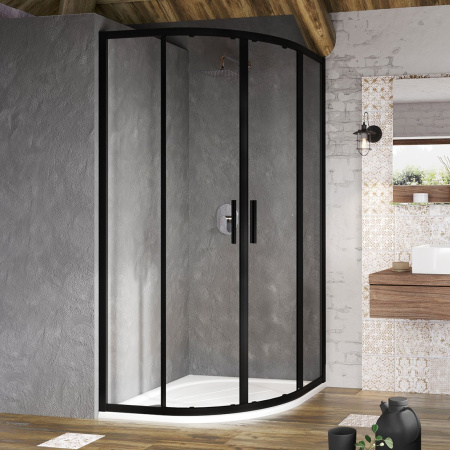 Душевой уголок со сдвижными дверьми RAVAK BLSCP4-90 профиль черный стекло прозрачное