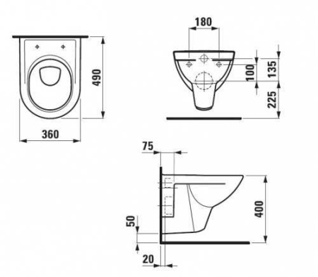 Чаша Laufen Pro подвесная 8209520000001 интернет магазин сантехники BATHPOINT